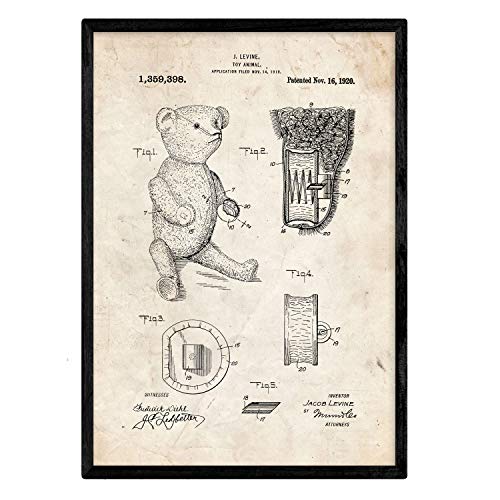 Poster con patente de Osito de peluche. Lámina con diseño de patente antigua.-Artwork-Nacnic-Nacnic Estudio SL