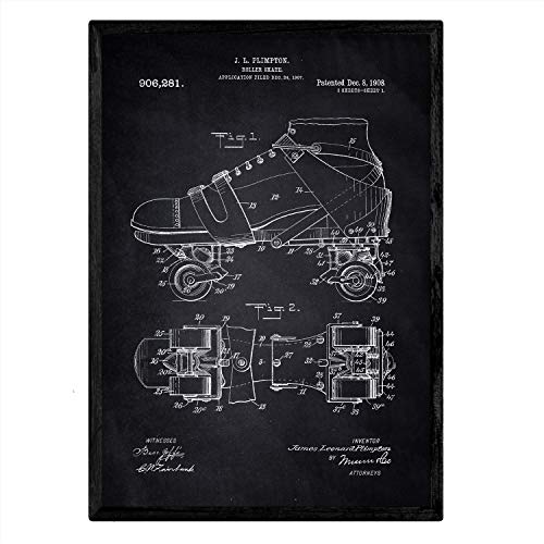 Poster con patente de Patines. Lámina con diseño de patente antigua-Artwork-Nacnic-Nacnic Estudio SL