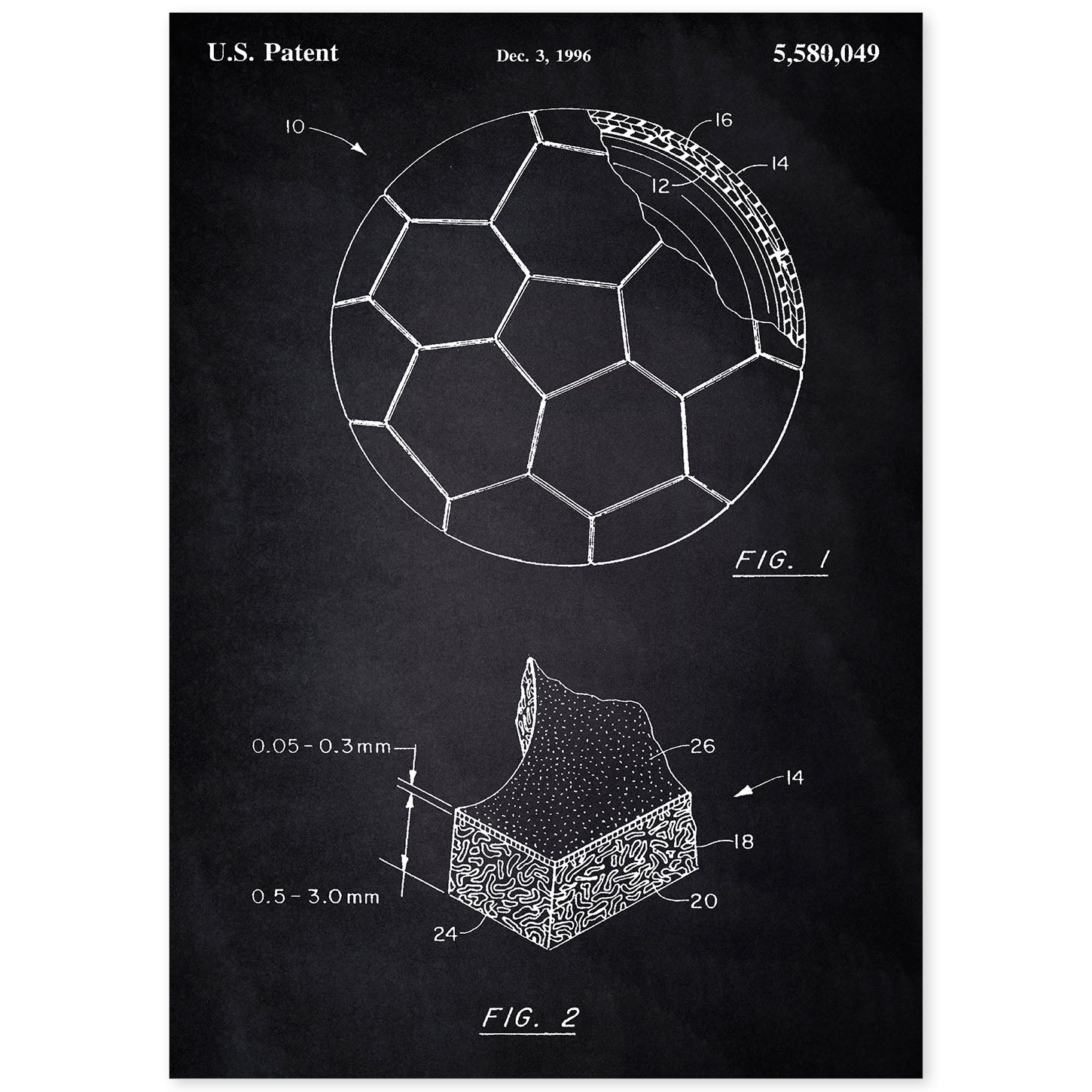 Poster con patente de Pelota de futbol. Lámina con diseño de patente antigua-Artwork-Nacnic-A4-Sin marco-Nacnic Estudio SL