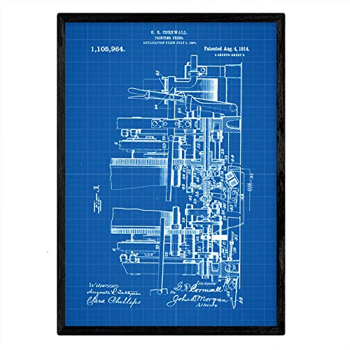 Poster con patente de Prensa de impresion 3. Lámina con diseño de patente antigua-Artwork-Nacnic-Nacnic Estudio SL