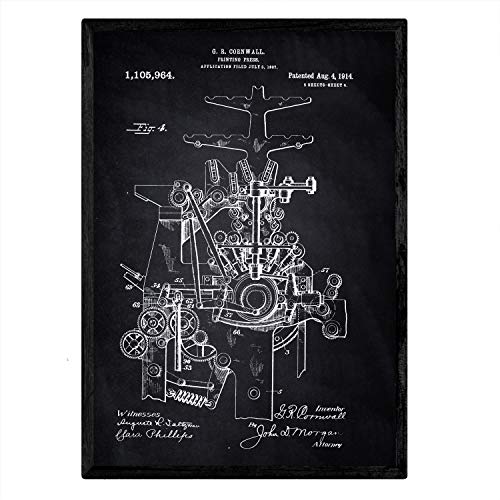 Poster con patente de Prensa de impresion 4. Lámina con diseño de patente antigua-Artwork-Nacnic-Nacnic Estudio SL