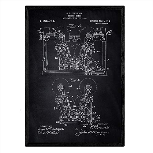 Poster con patente de Prensa de impresion 5. Lámina con diseño de patente antigua-Artwork-Nacnic-Nacnic Estudio SL