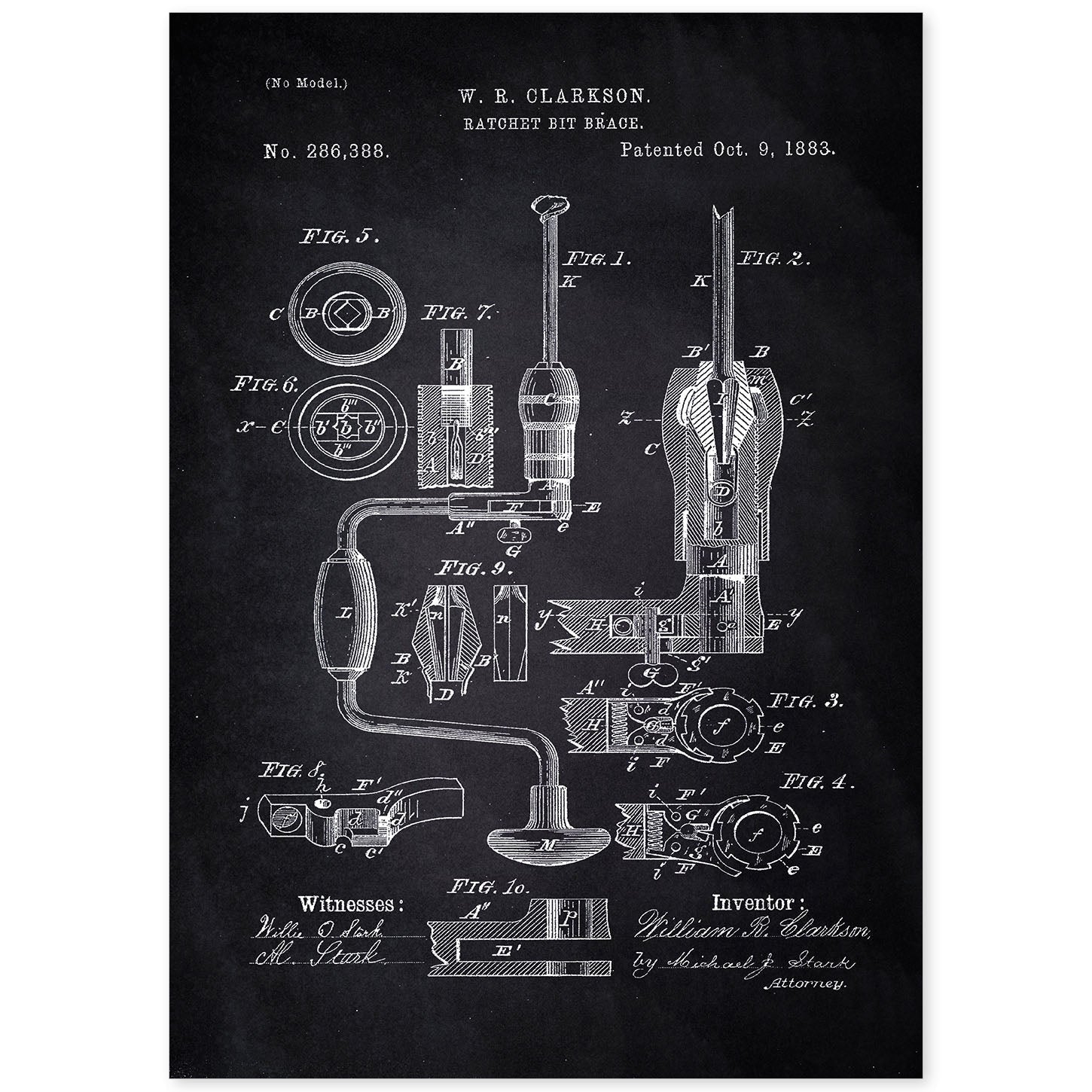 Poster con patente de Rosca manual. Lámina con diseño de patente antigua-Artwork-Nacnic-A4-Sin marco-Nacnic Estudio SL