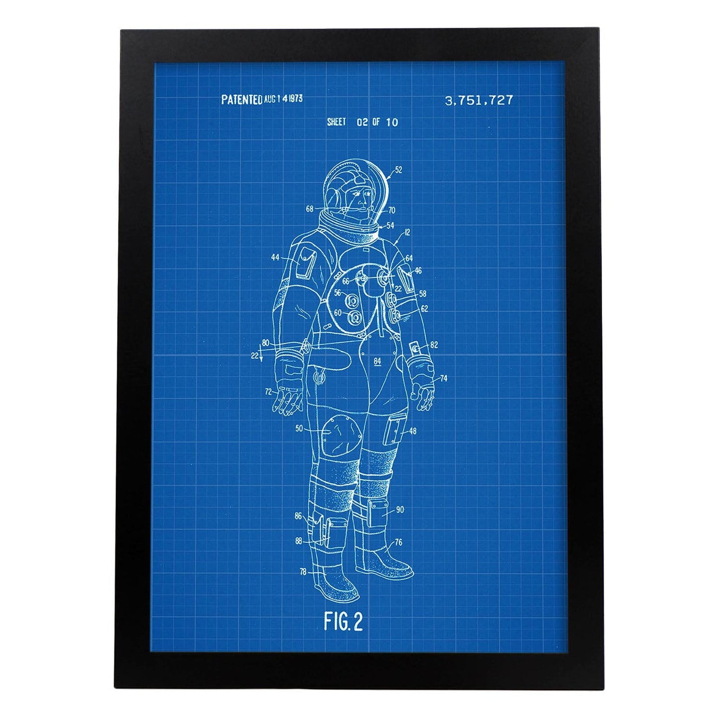 Poster con patente de Traje interno astronauta. Lámina con diseño de patente antigua-Artwork-Nacnic-A3-Marco Negro-Nacnic Estudio SL