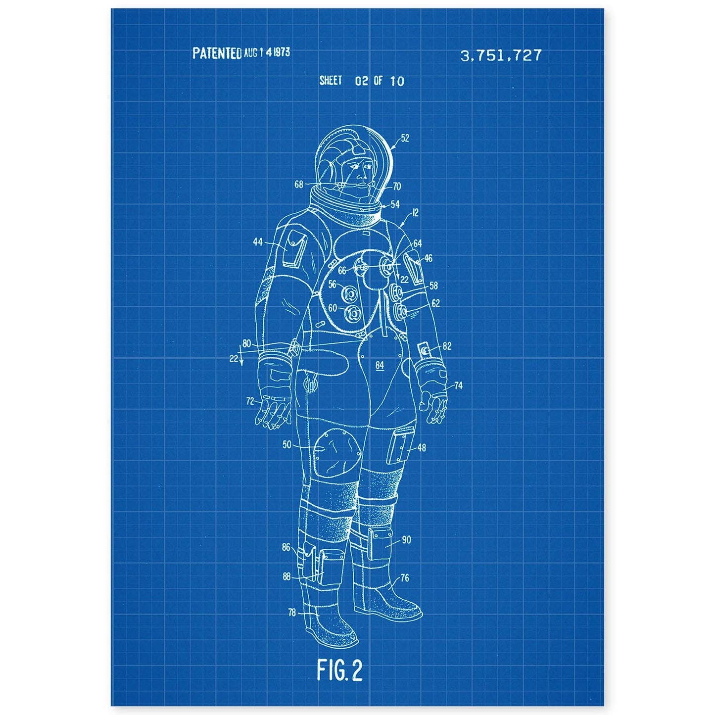 Poster con patente de Traje interno astronauta. Lámina con diseño de patente antigua-Artwork-Nacnic-A4-Sin marco-Nacnic Estudio SL