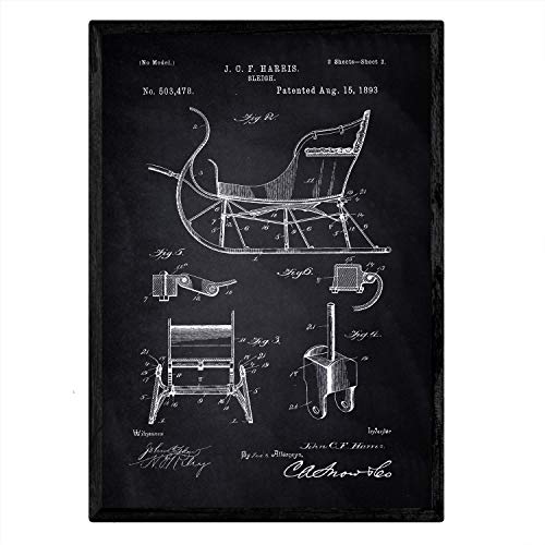 Poster con patente de Trineo. Lámina con diseño de patente antigua-Artwork-Nacnic-Nacnic Estudio SL