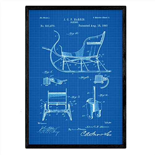 Poster con patente de Trineo. Lámina con diseño de patente antigua-Artwork-Nacnic-Nacnic Estudio SL