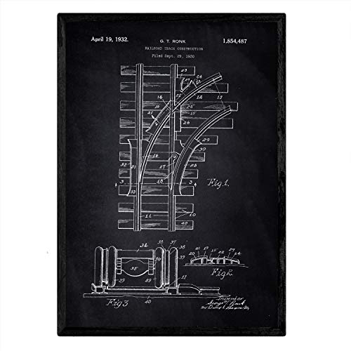 Poster con patente de Via de tren. Lámina con diseño de patente antigua-Artwork-Nacnic-Nacnic Estudio SL