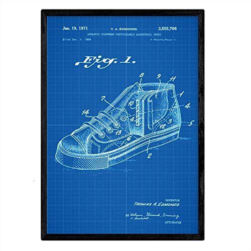 Poster con patente de Zapatilla baloncesto 2. Lámina con diseño de patente antigua-Artwork-Nacnic-Nacnic Estudio SL