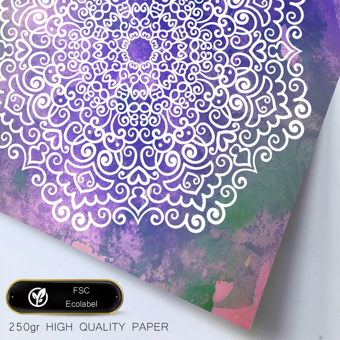Poster cuadrado con dibujos de mandalas. Lámina Mandala azul claro Éter, ilustrada con mandalas coloridos y complejos.-Artwork-Nacnic-Nacnic Estudio SL