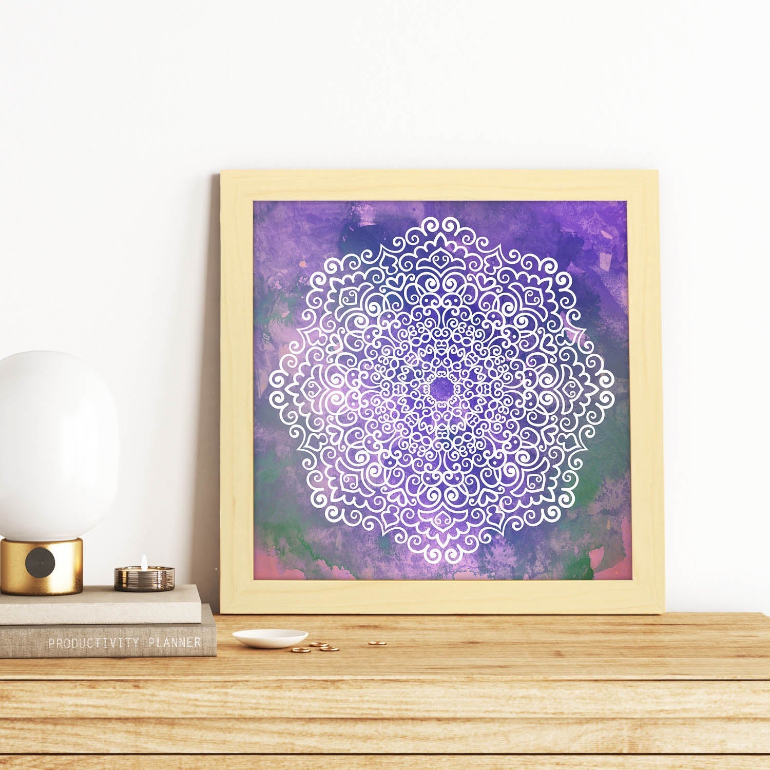 Poster cuadrado con dibujos de mandalas. Lámina Mandala azul claro Éter, ilustrada con mandalas coloridos y complejos.-Artwork-Nacnic-Nacnic Estudio SL