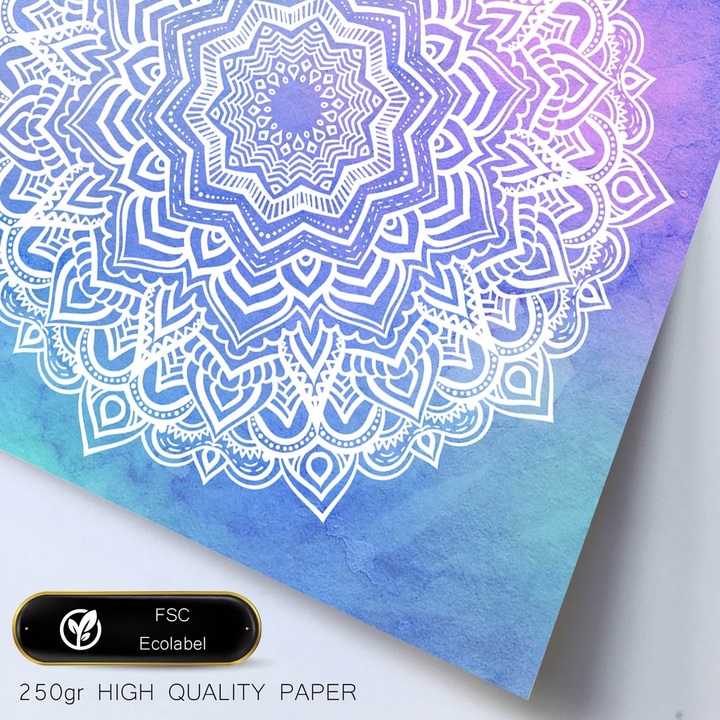Poster cuadrado con dibujos de mandalas. Lámina mandala de cielo y agua, ilustrada con mandalas coloridos y complejos.-Artwork-Nacnic-Nacnic Estudio SL