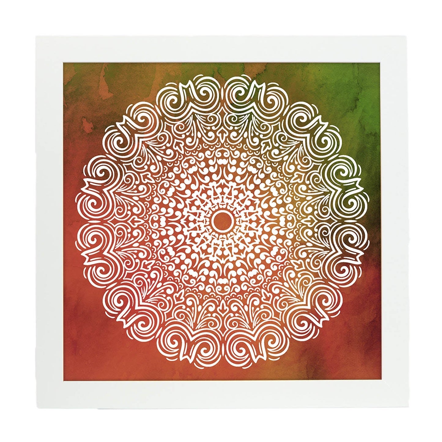 Poster cuadrado con dibujos de mandalas. Lámina mandala de la creatividad, ilustrada con mandalas coloridos y complejos.-Artwork-Nacnic-25x25 cm-Marco Blanco-Nacnic Estudio SL
