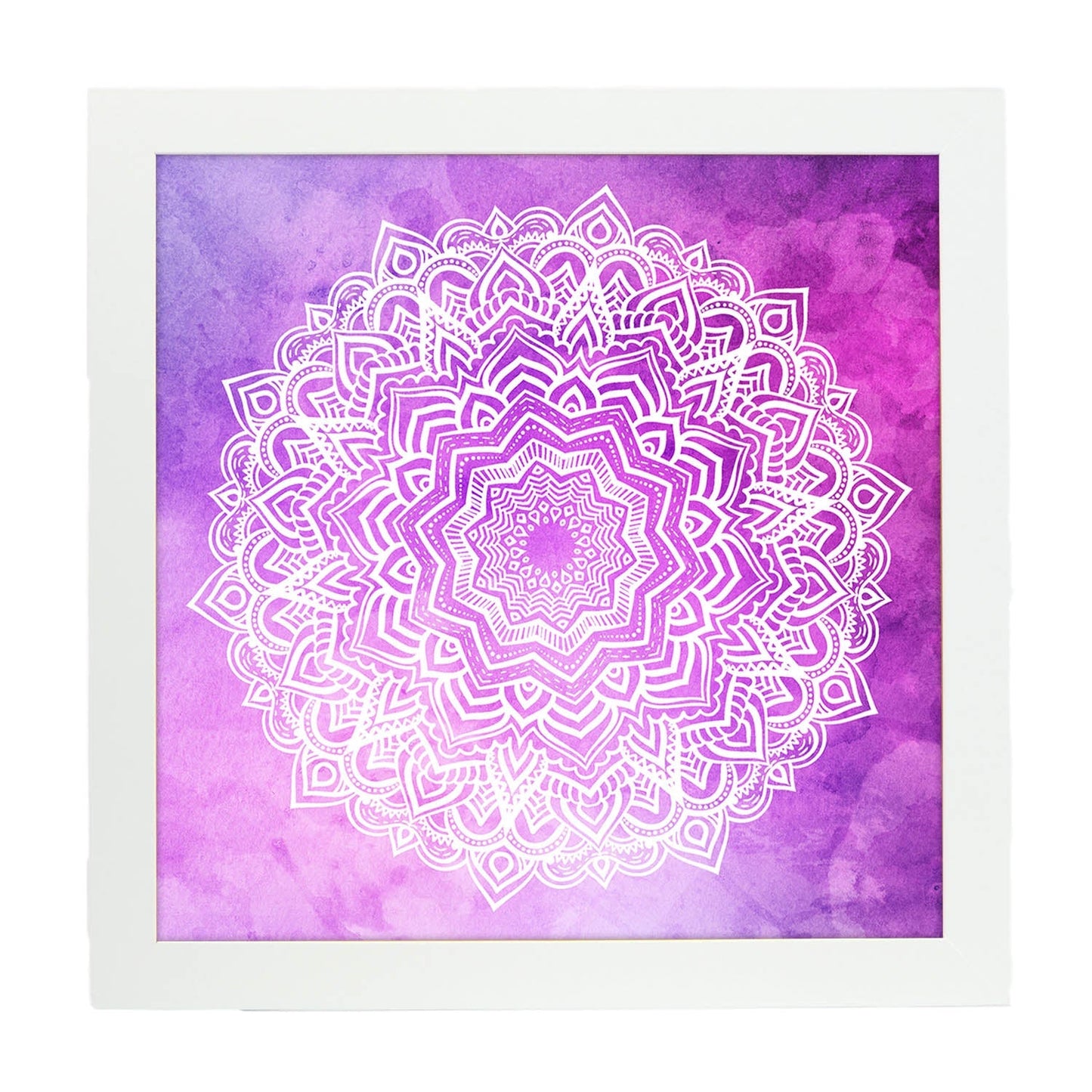 Poster cuadrado con dibujos de mandalas. Lámina mandala de la elegancia, ilustrada con mandalas coloridos y complejos.-Artwork-Nacnic-25x25 cm-Marco Blanco-Nacnic Estudio SL