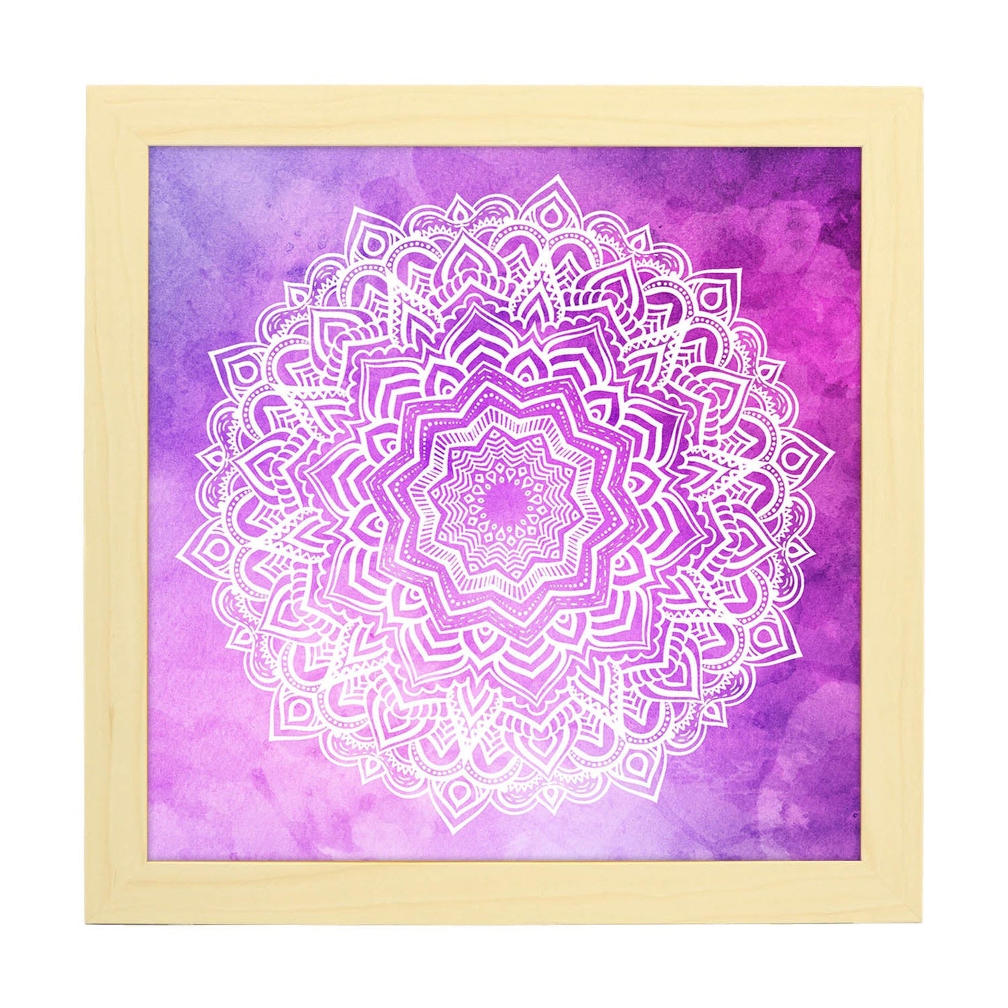 Poster cuadrado con dibujos de mandalas. Lámina mandala de la elegancia, ilustrada con mandalas coloridos y complejos.-Artwork-Nacnic-25x25 cm-Marco Madera clara-Nacnic Estudio SL