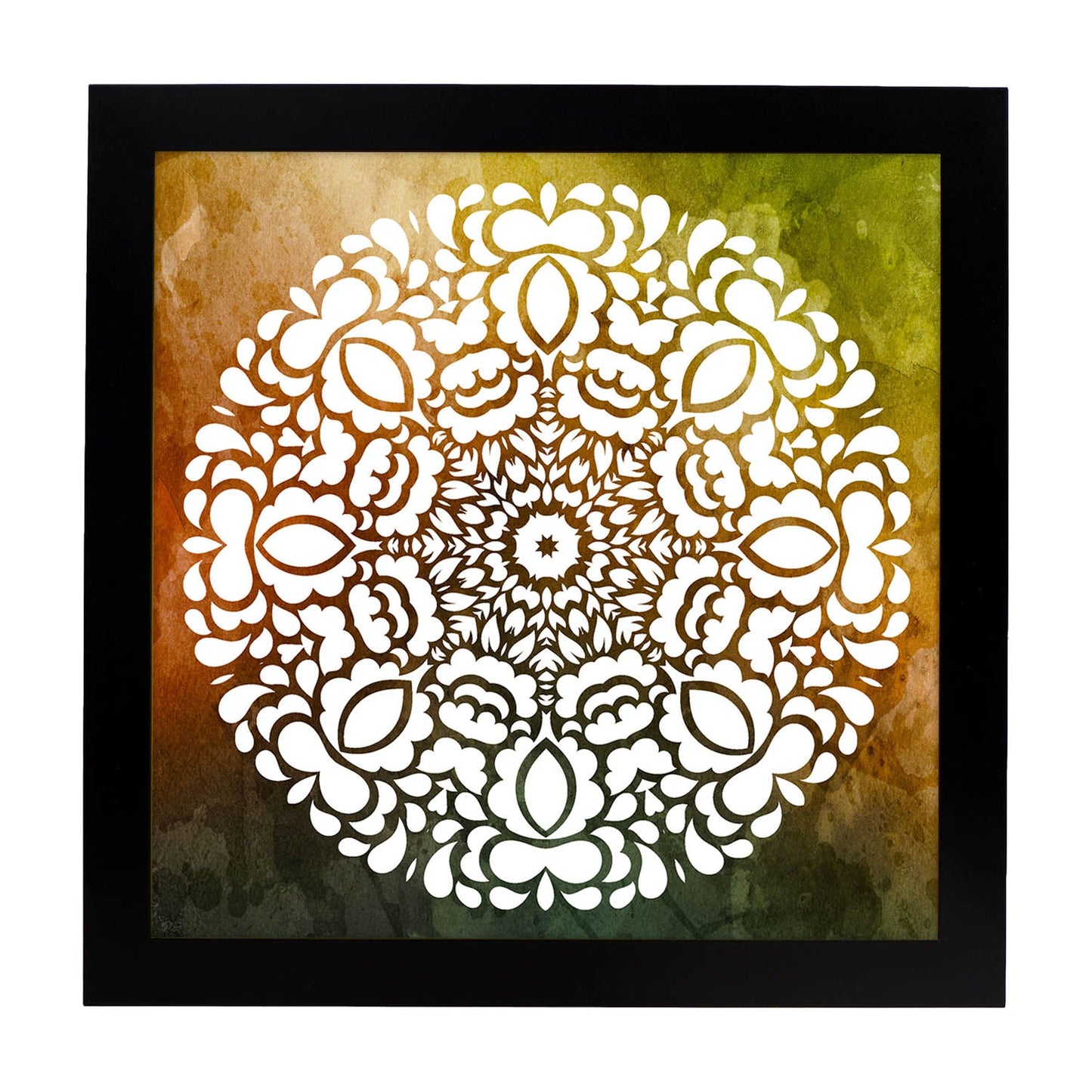 Poster cuadrado con dibujos de mandalas. Lámina mandala de la esperanza, ilustrada con mandalas coloridos y complejos.-Artwork-Nacnic-20x20 cm-Marco Negro-Nacnic Estudio SL