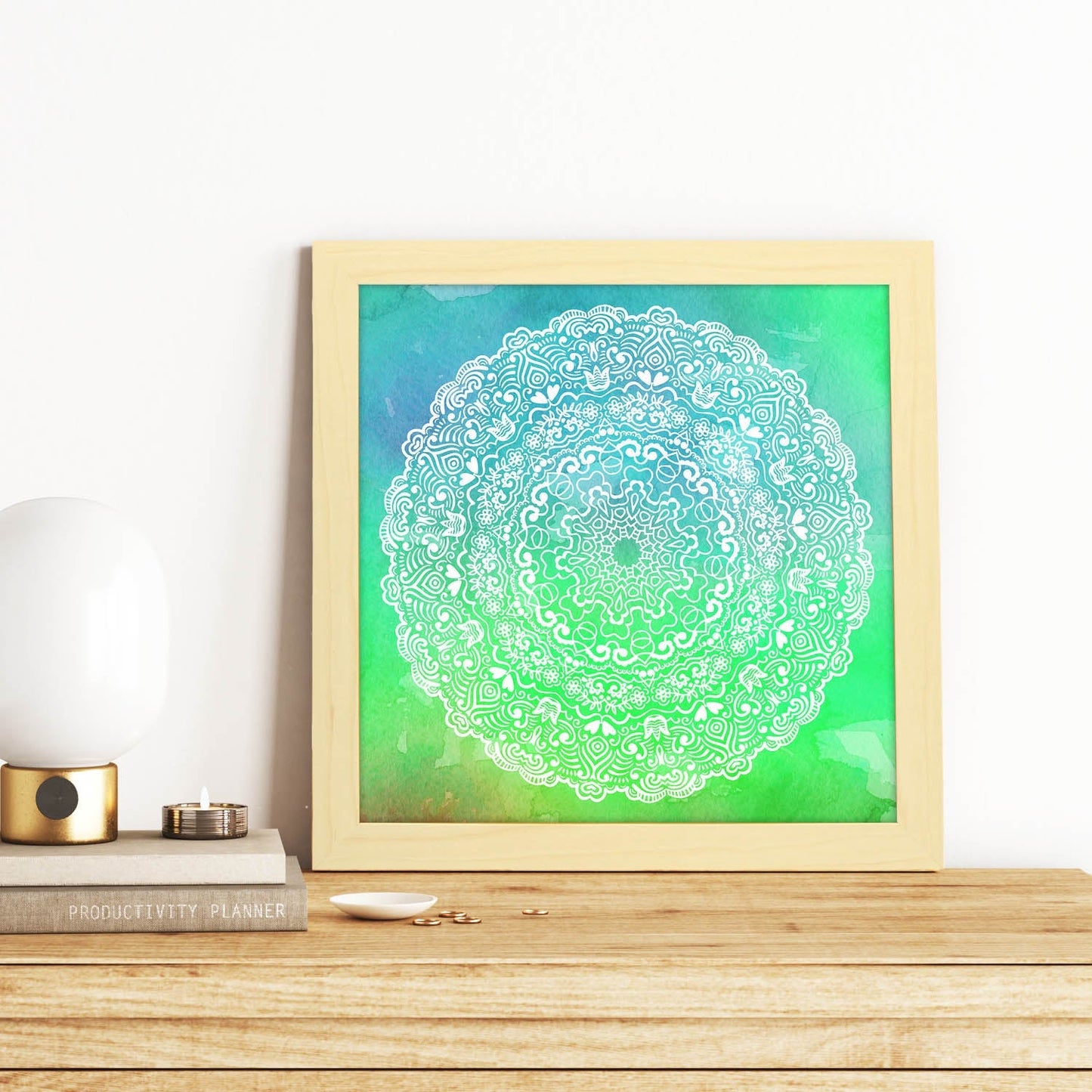 Poster cuadrado con dibujos de mandalas. Lámina mandala de la esperanza y nueva vida, ilustrada con mandalas coloridos y complejos.-Artwork-Nacnic-Nacnic Estudio SL