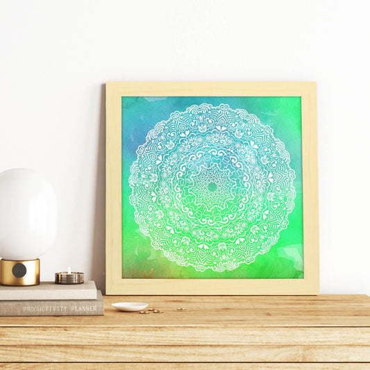 Poster cuadrado con dibujos de mandalas. Lámina mandala de la esperanza y nueva vida, ilustrada con mandalas coloridos y complejos.-Artwork-Nacnic-Nacnic Estudio SL
