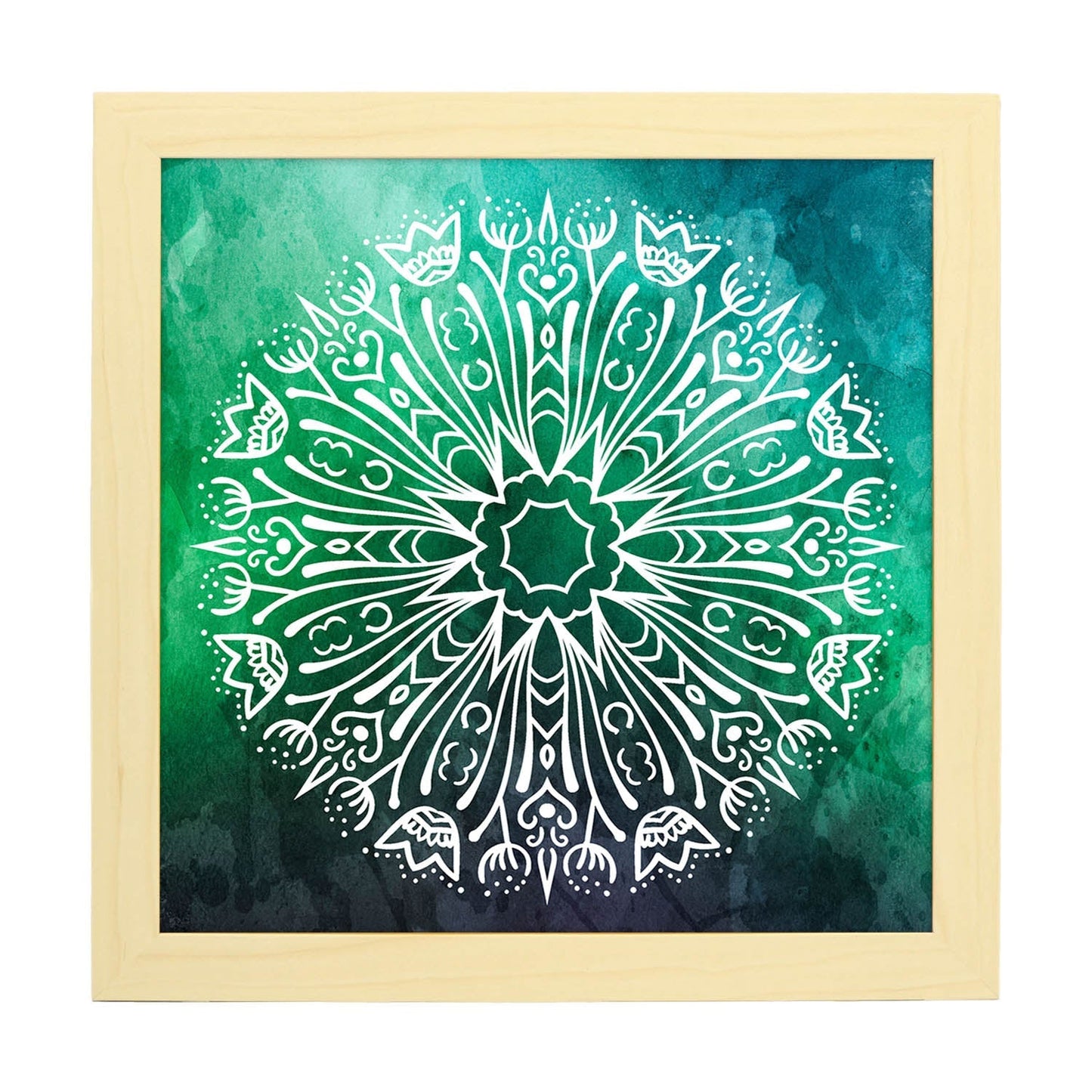 Poster cuadrado con dibujos de mandalas. Lámina mandala de la estabilidad, ilustrada con mandalas coloridos y complejos.-Artwork-Nacnic-20x20 cm-Marco Madera clara-Nacnic Estudio SL
