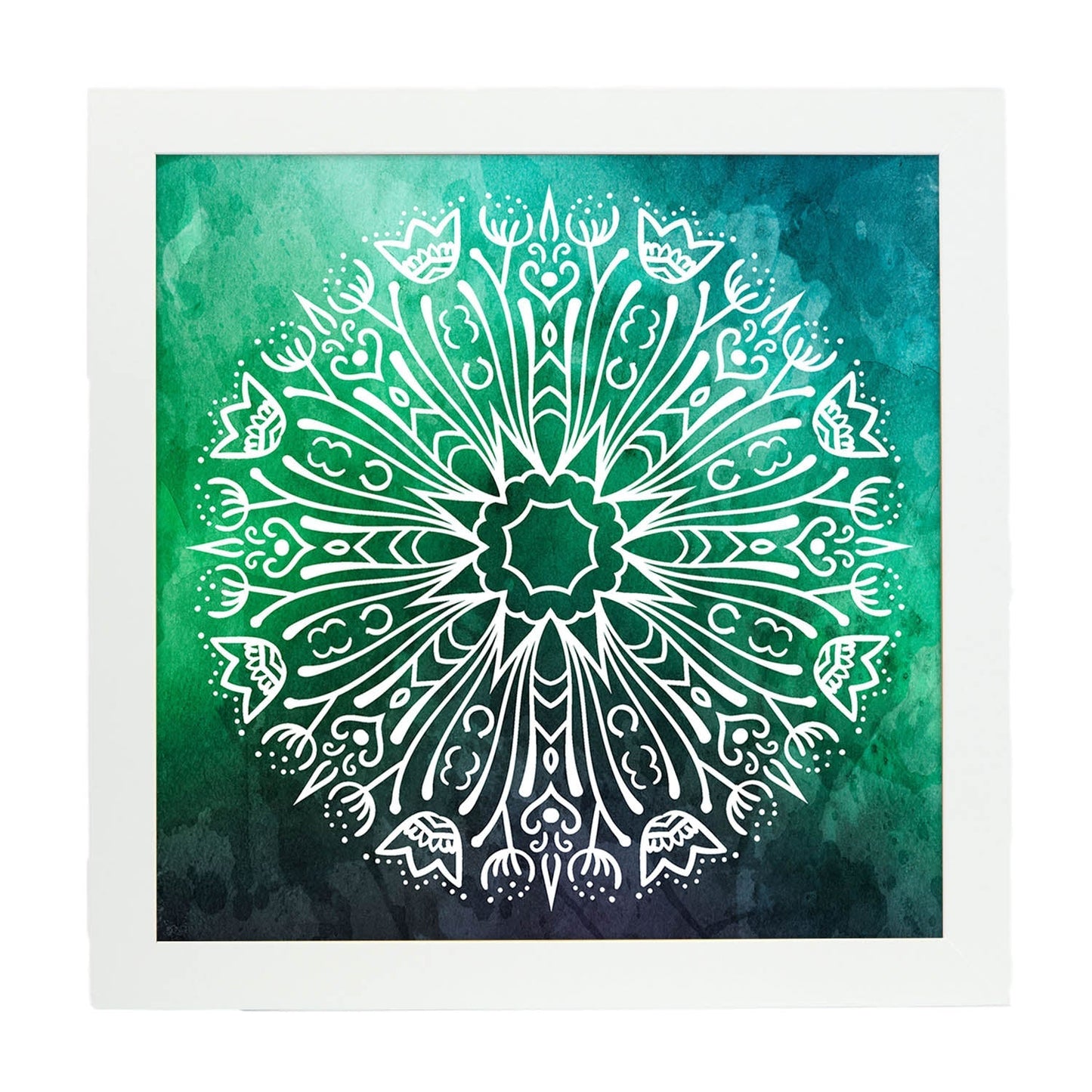 Poster cuadrado con dibujos de mandalas. Lámina mandala de la estabilidad, ilustrada con mandalas coloridos y complejos.-Artwork-Nacnic-25x25 cm-Marco Blanco-Nacnic Estudio SL