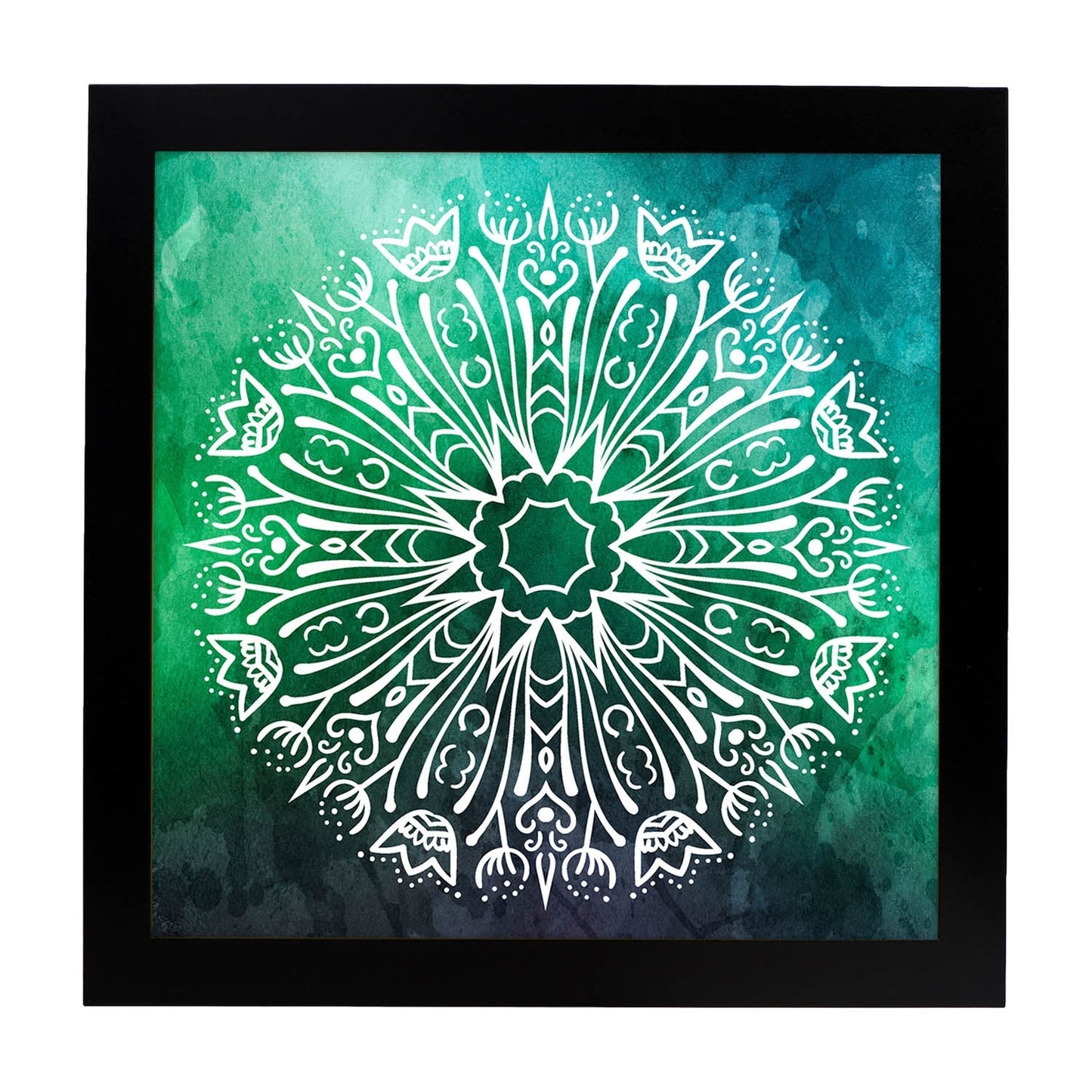 Poster cuadrado con dibujos de mandalas. Lámina mandala de la estabilidad, ilustrada con mandalas coloridos y complejos.-Artwork-Nacnic-25x25 cm-Marco Negro-Nacnic Estudio SL
