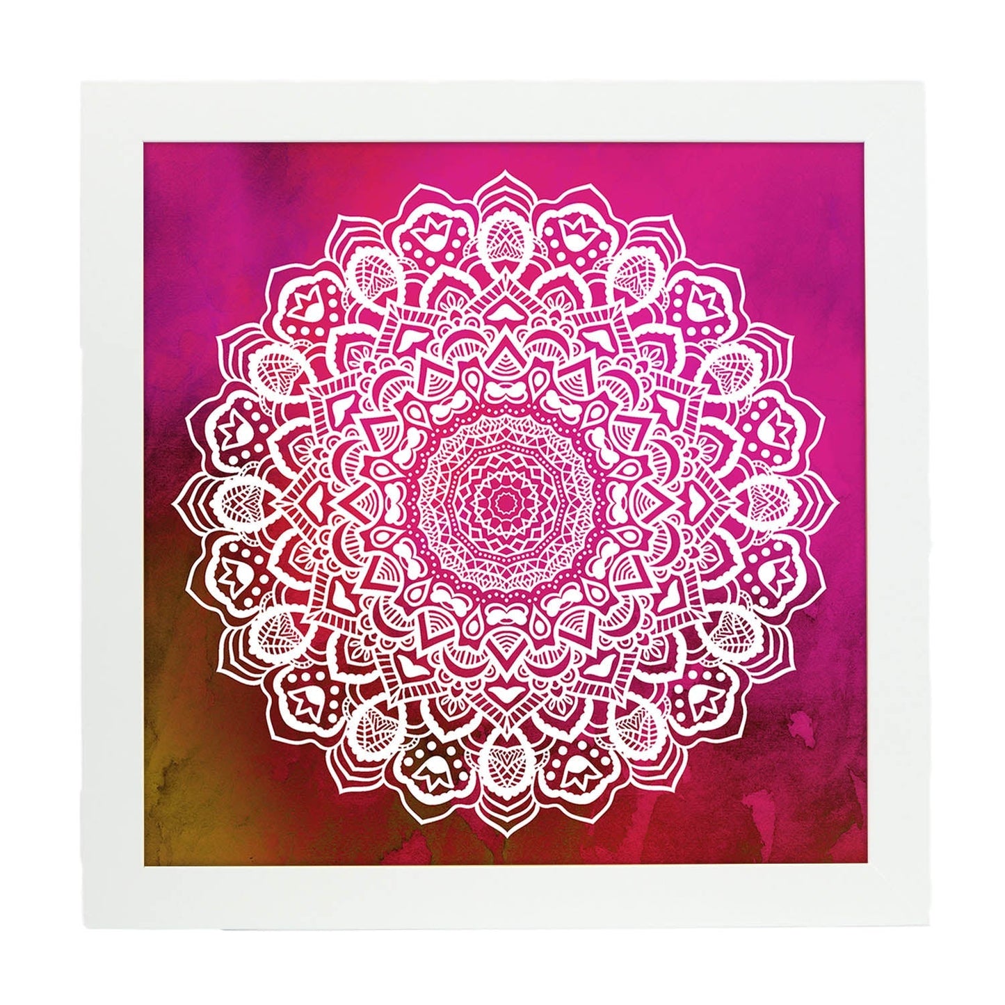 Poster cuadrado con dibujos de mandalas. Lámina mandala de la gratitud, ilustrada con mandalas coloridos y complejos.-Artwork-Nacnic-20x20 cm-Marco Blanco-Nacnic Estudio SL