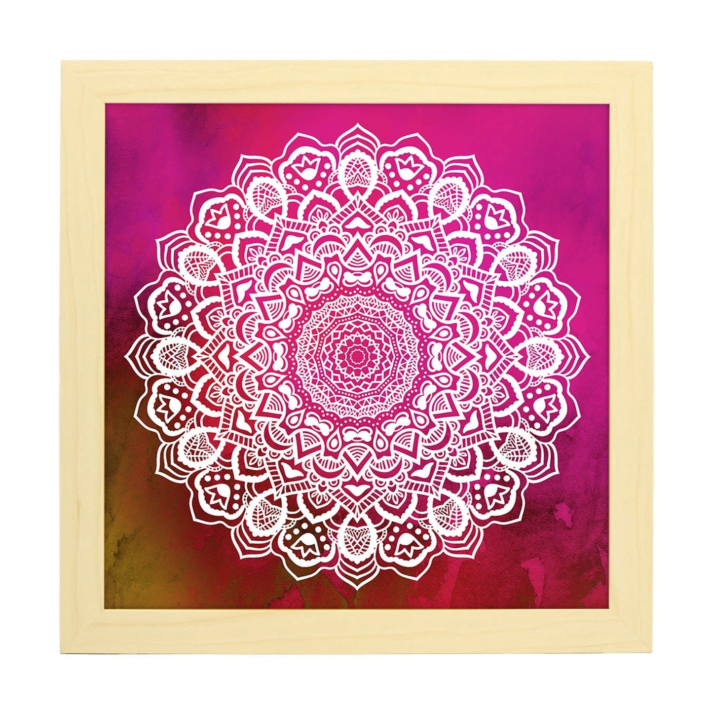 Poster cuadrado con dibujos de mandalas. Lámina mandala de la gratitud, ilustrada con mandalas coloridos y complejos.-Artwork-Nacnic-20x20 cm-Marco Madera clara-Nacnic Estudio SL