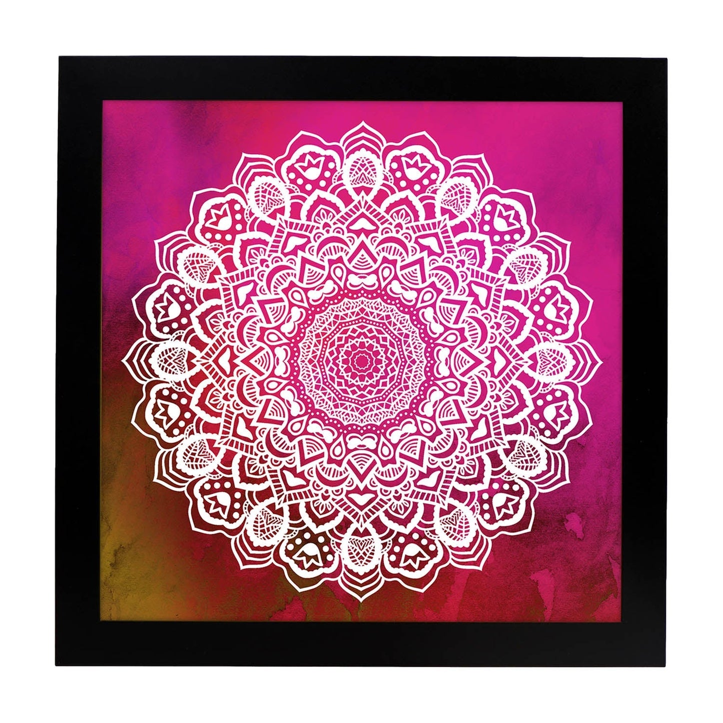 Poster cuadrado con dibujos de mandalas. Lámina mandala de la gratitud, ilustrada con mandalas coloridos y complejos.-Artwork-Nacnic-20x20 cm-Marco Negro-Nacnic Estudio SL