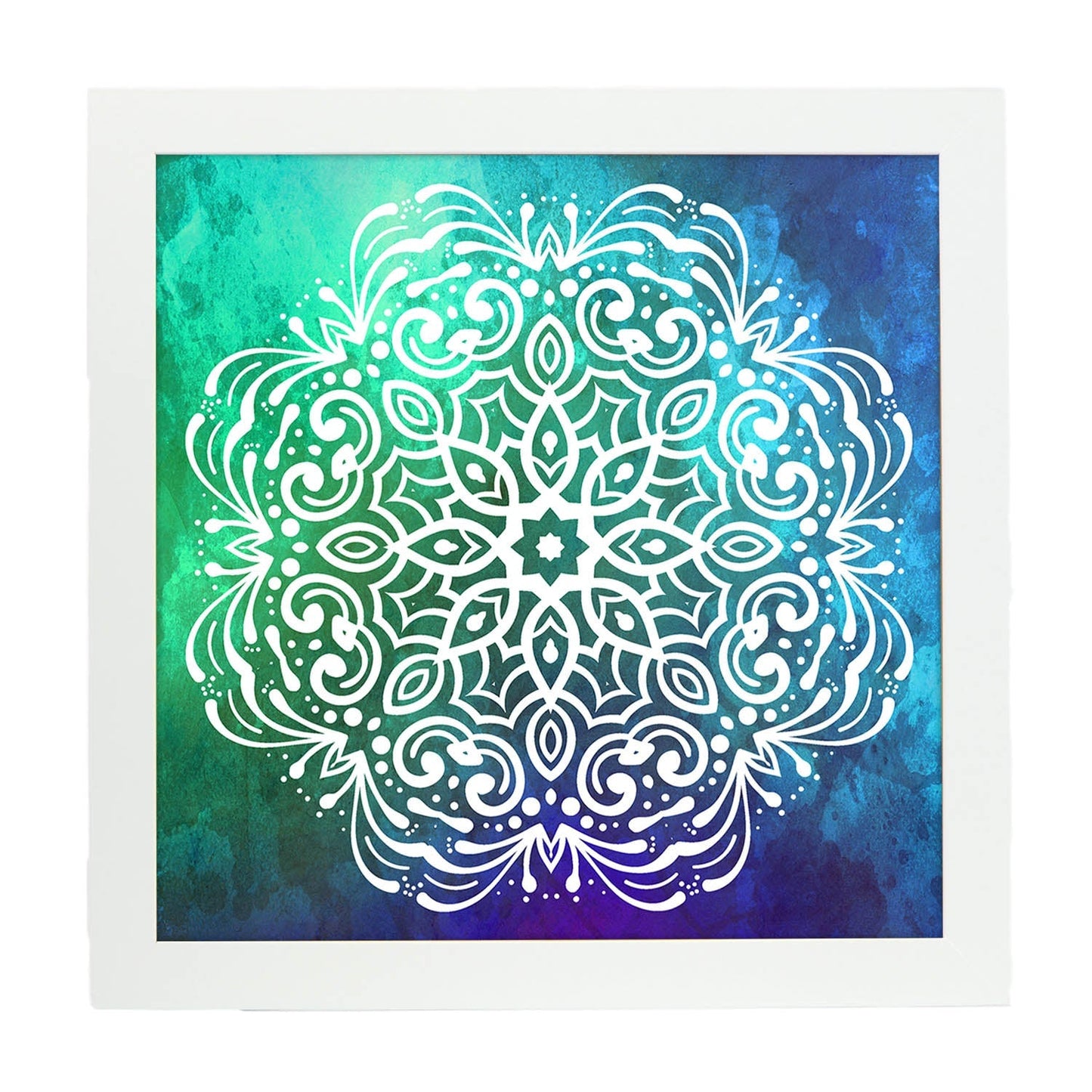 Poster cuadrado con dibujos de mandalas. Lámina mandala de la libertad, ilustrada con mandalas coloridos y complejos.-Artwork-Nacnic-20x20 cm-Marco Blanco-Nacnic Estudio SL