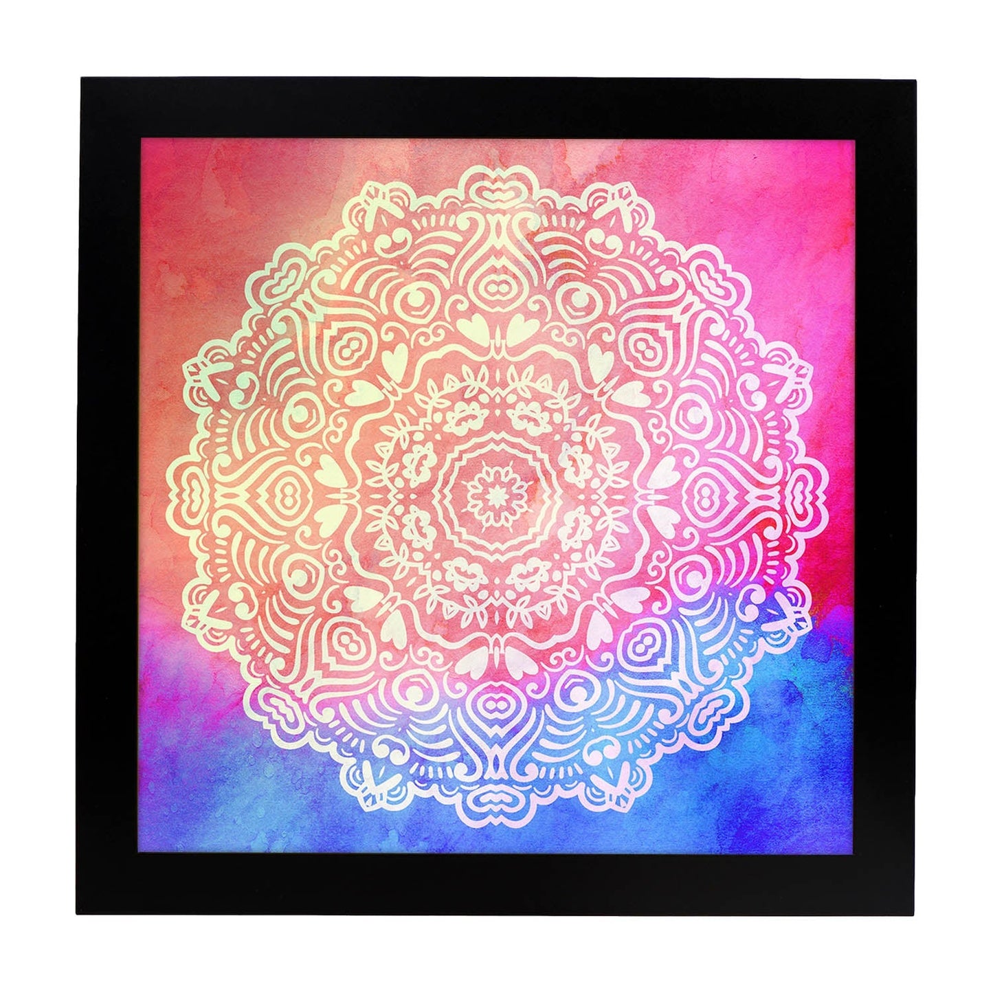 Poster cuadrado con dibujos de mandalas. Lámina mandala de la sensualidad, ilustrada con mandalas coloridos y complejos.-Artwork-Nacnic-20x20 cm-Marco Negro-Nacnic Estudio SL