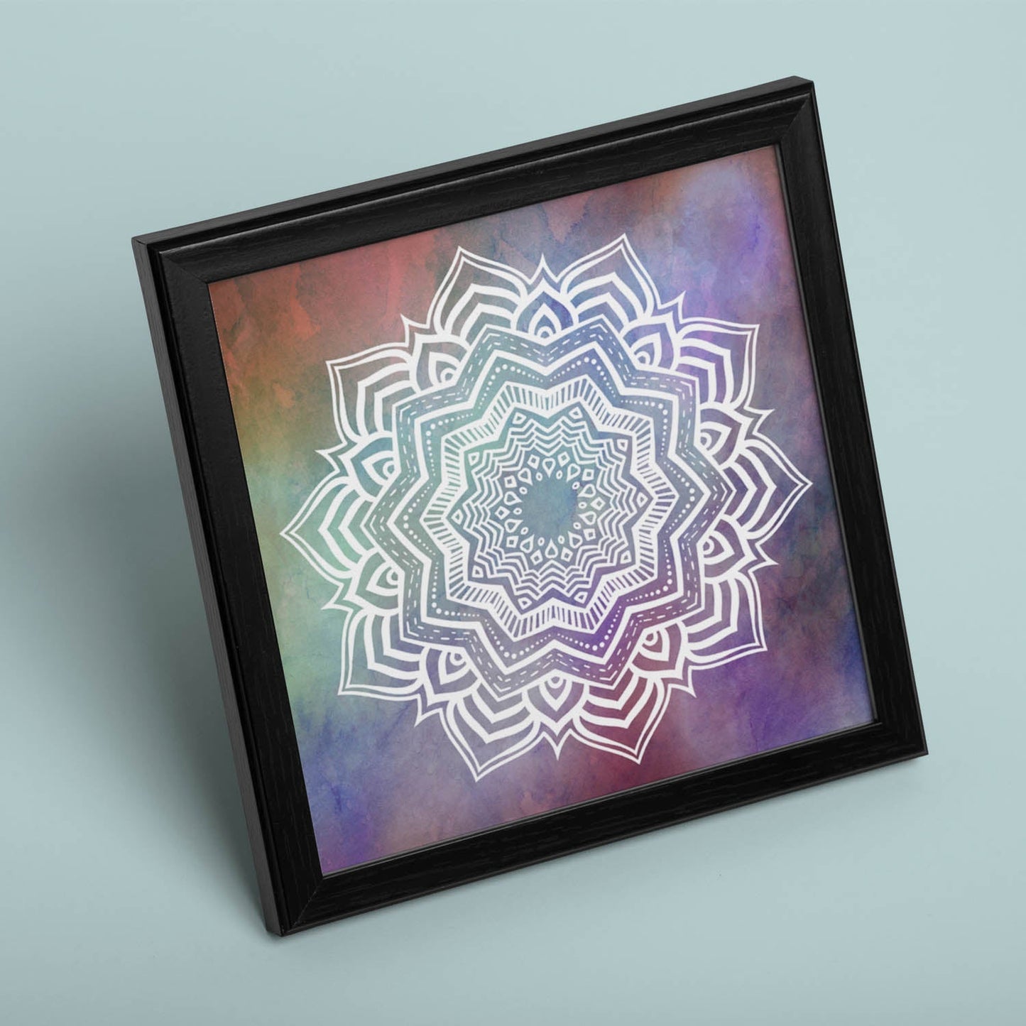 Poster cuadrado con dibujos de mandalas. Lámina mandala de la tenacidad, ilustrada con mandalas coloridos y complejos.-Artwork-Nacnic-Nacnic Estudio SL