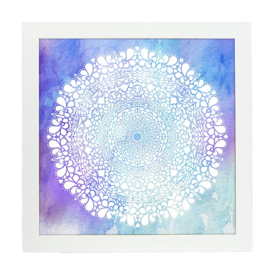 Poster cuadrado con dibujos de mandalas. Lámina mandala de la verdad, ilustrada con mandalas coloridos y complejos.-Artwork-Nacnic-20x20 cm-Marco Blanco-Nacnic Estudio SL