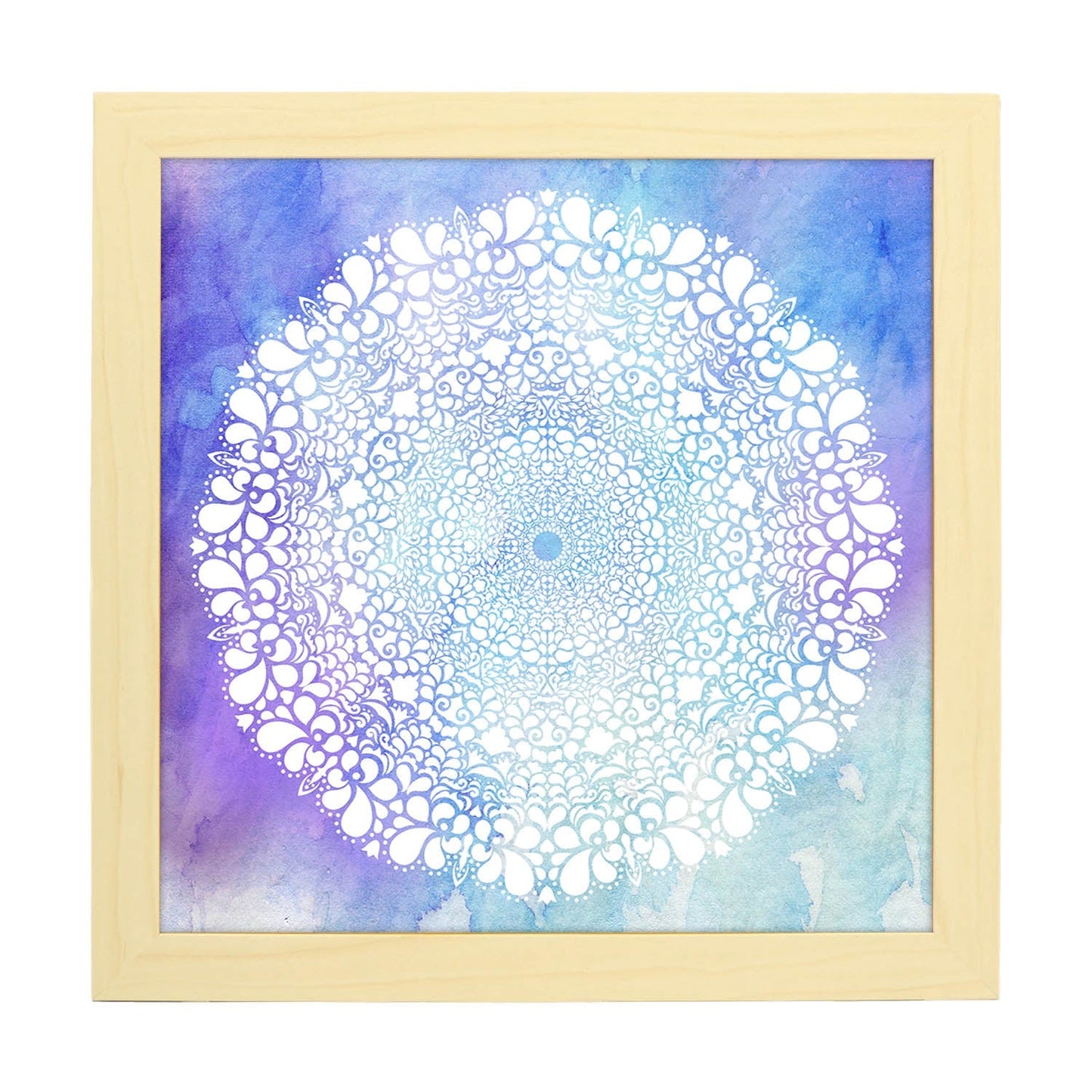 Poster cuadrado con dibujos de mandalas. Lámina mandala de la verdad, ilustrada con mandalas coloridos y complejos.-Artwork-Nacnic-20x20 cm-Marco Madera clara-Nacnic Estudio SL
