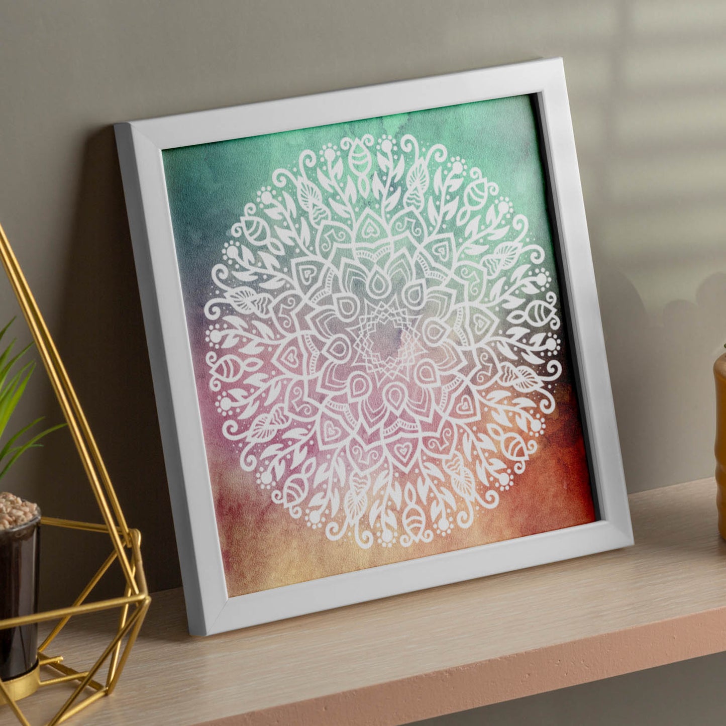Poster cuadrado con dibujos de mandalas. Lámina mandala del ánimo positivo, ilustrada con mandalas coloridos y complejos.-Artwork-Nacnic-Nacnic Estudio SL