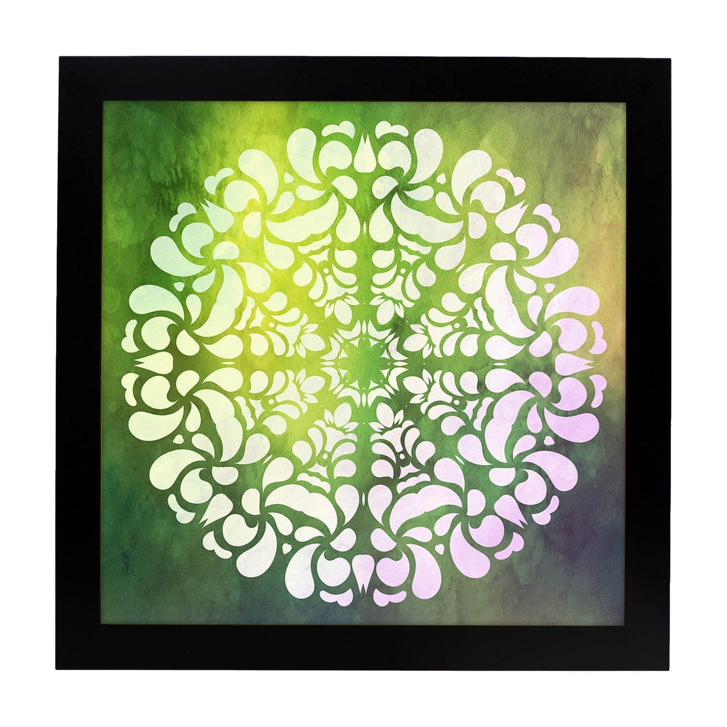 Poster cuadrado con dibujos de mandalas. Lámina mandala del crecimiento, ilustrada con mandalas coloridos y complejos.-Artwork-Nacnic-25x25 cm-Marco Negro-Nacnic Estudio SL