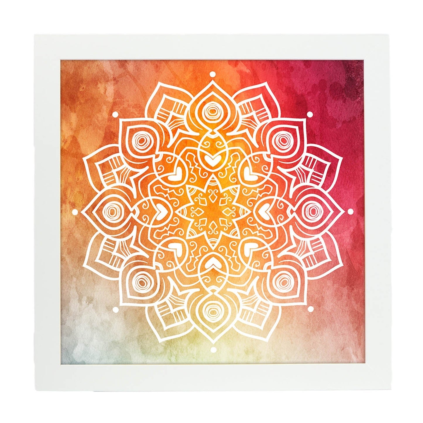 Poster cuadrado con dibujos de mandalas. Lámina mandala del deseo, ilustrada con mandalas coloridos y complejos.-Artwork-Nacnic-25x25 cm-Marco Blanco-Nacnic Estudio SL
