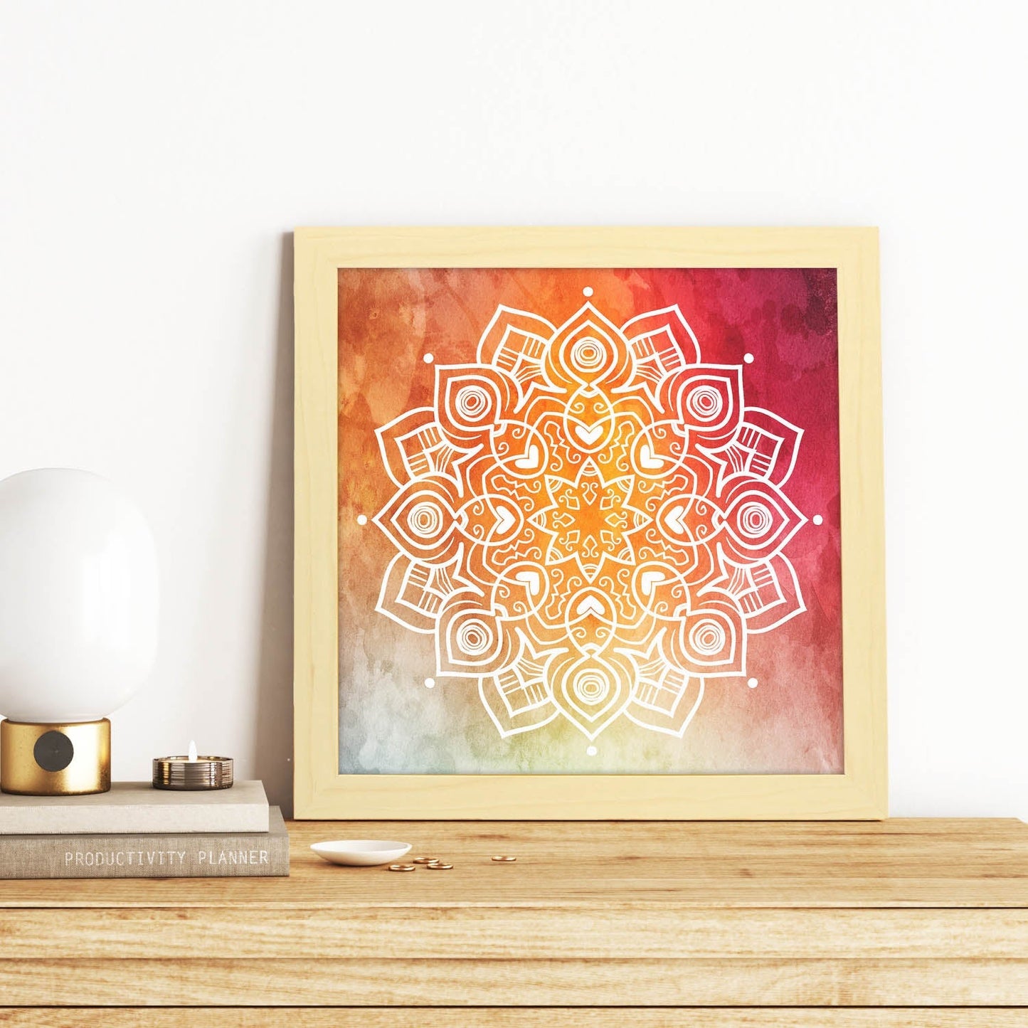 Poster cuadrado con dibujos de mandalas. Lámina mandala del deseo, ilustrada con mandalas coloridos y complejos.-Artwork-Nacnic-Nacnic Estudio SL