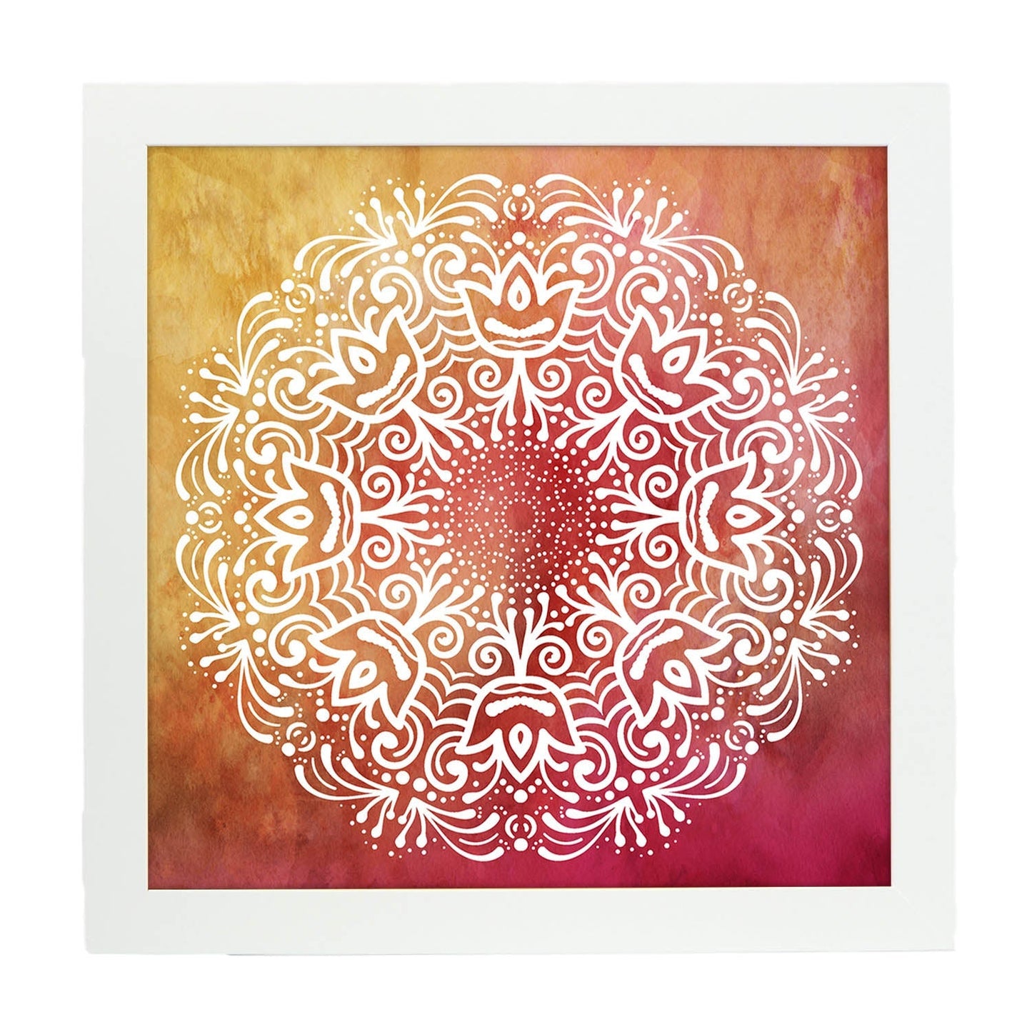 Poster cuadrado con dibujos de mandalas. Lámina mandala del éxito, ilustrada con mandalas coloridos y complejos.-Artwork-Nacnic-25x25 cm-Marco Blanco-Nacnic Estudio SL
