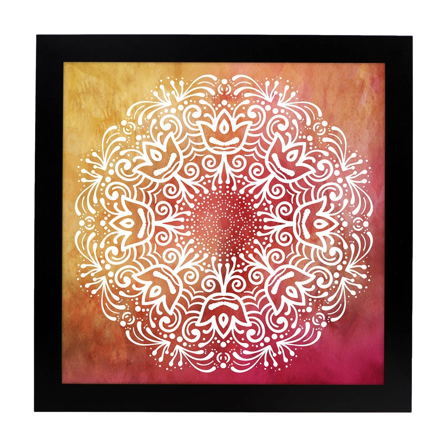 Poster cuadrado con dibujos de mandalas. Lámina mandala del éxito, ilustrada con mandalas coloridos y complejos.-Artwork-Nacnic-25x25 cm-Marco Negro-Nacnic Estudio SL