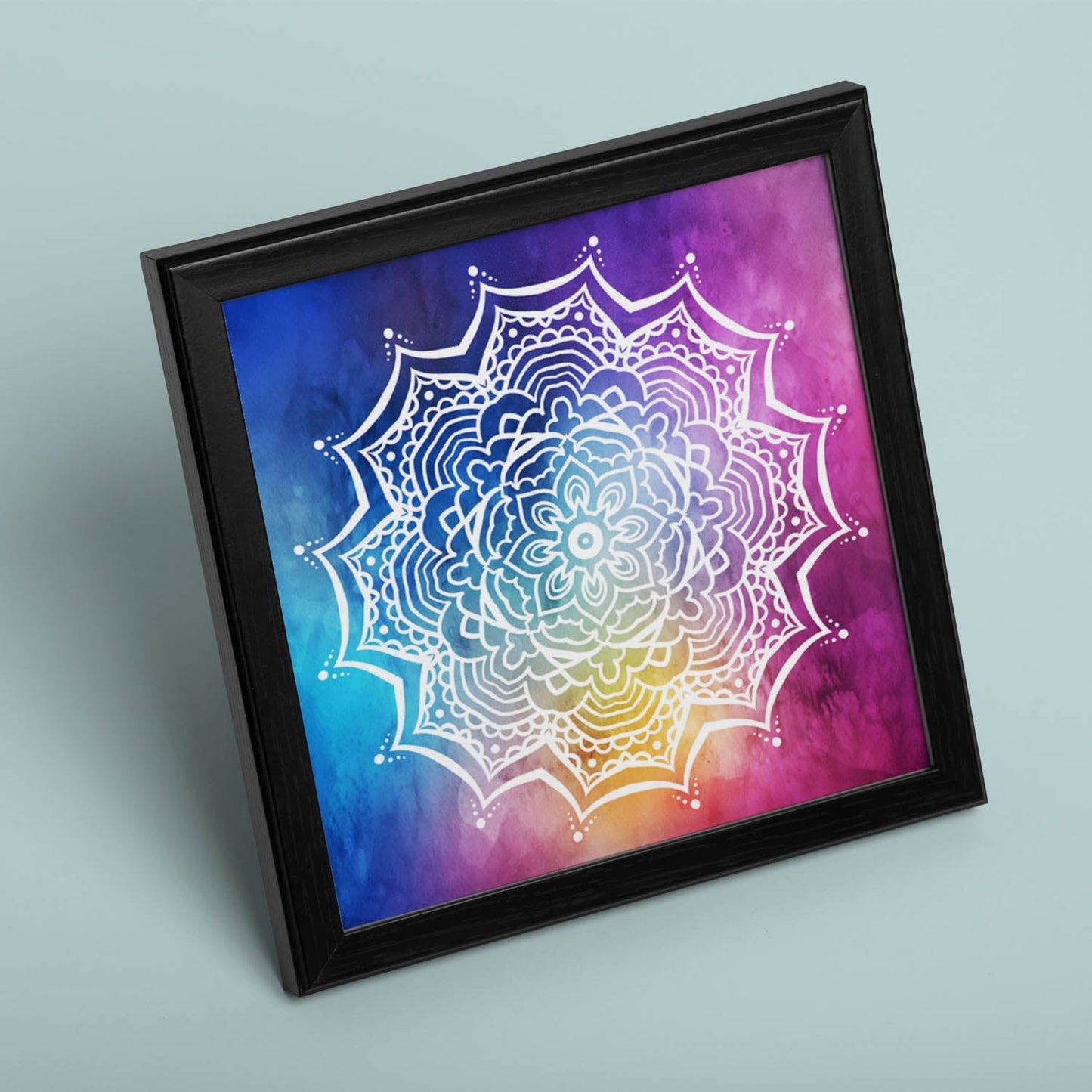 Poster cuadrado con dibujos de mandalas. Lámina mandala eléctrico, ilustrada con mandalas coloridos y complejos.-Artwork-Nacnic-Nacnic Estudio SL