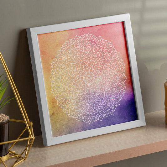 Poster cuadrado con dibujos de mandalas. Lámina Mandala Fuerza del Sol, ilustrada con mandalas coloridos y complejos.-Artwork-Nacnic-Nacnic Estudio SL