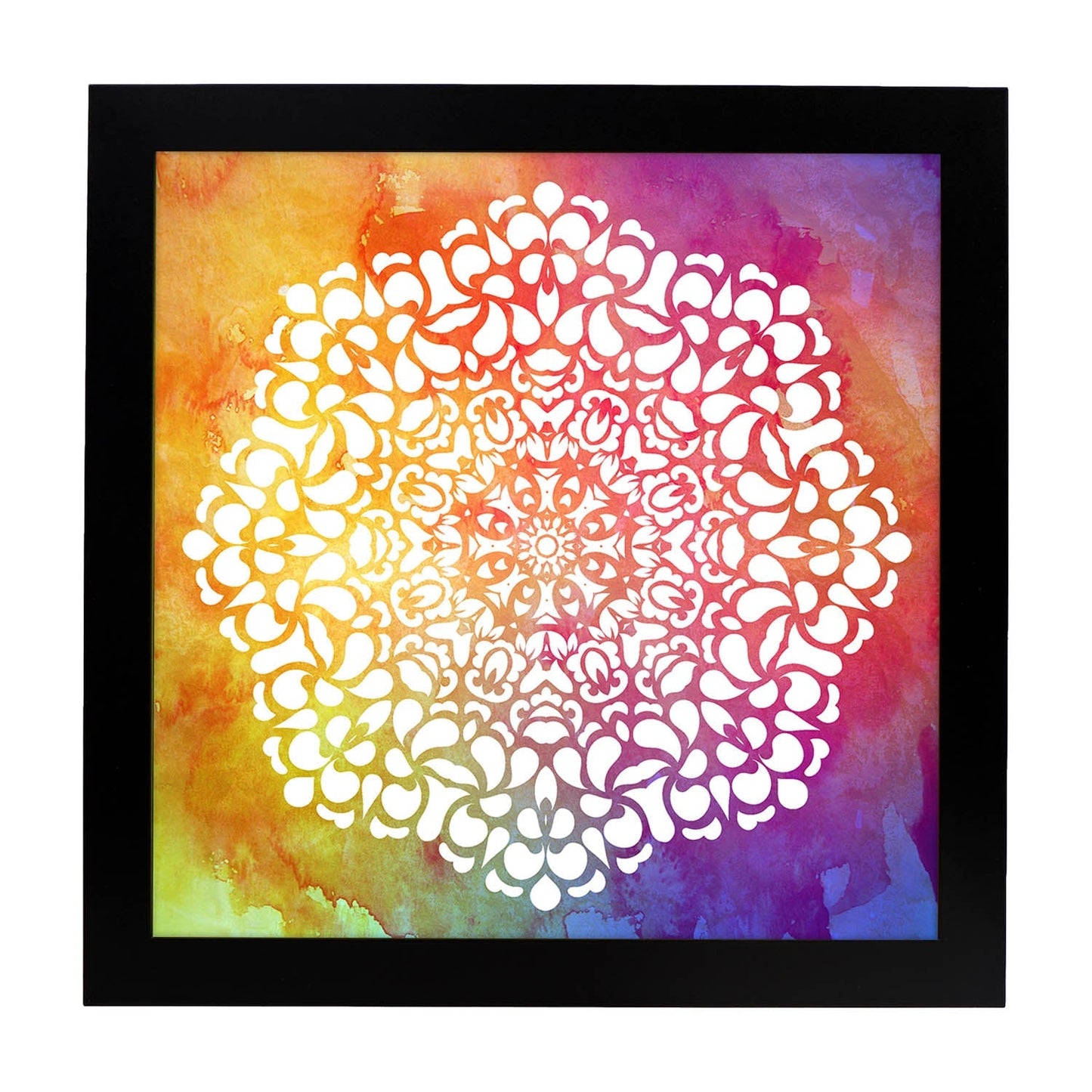 Poster cuadrado con dibujos de mandalas. Lámina mandala místico, ilustrada con mandalas coloridos y complejos.-Artwork-Nacnic-20x20 cm-Marco Negro-Nacnic Estudio SL