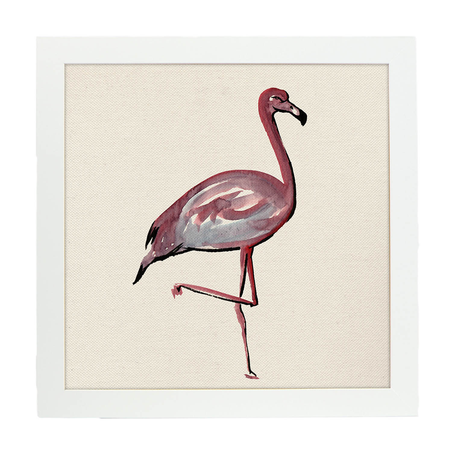 Poster cuadrado con dibujos de pájaros. Lámina Baila conmigo, ilustrada con dibujos de pajaros y periquitos.-Artwork-Nacnic-20x20 cm-Marco Blanco-Nacnic Estudio SL