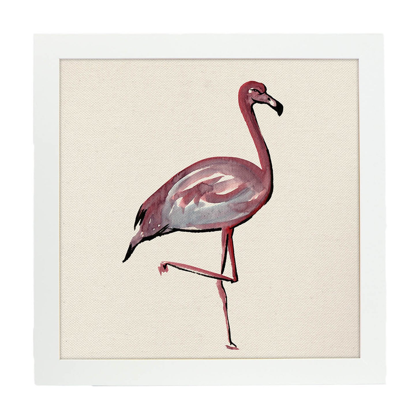 Poster cuadrado con dibujos de pájaros. Lámina Baila conmigo, ilustrada con dibujos de pajaros y periquitos.-Artwork-Nacnic-25x25 cm-Marco Blanco-Nacnic Estudio SL