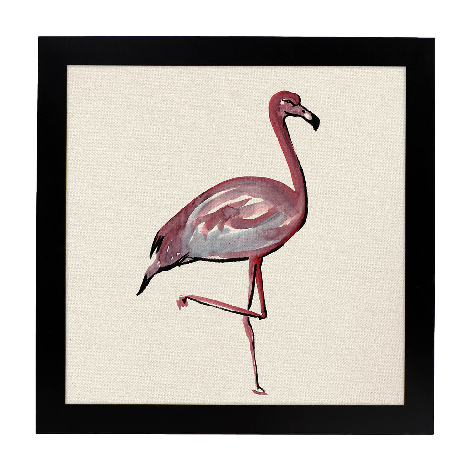 Poster cuadrado con dibujos de pájaros. Lámina Baila conmigo, ilustrada con dibujos de pajaros y periquitos.-Artwork-Nacnic-25x25 cm-Marco Negro-Nacnic Estudio SL