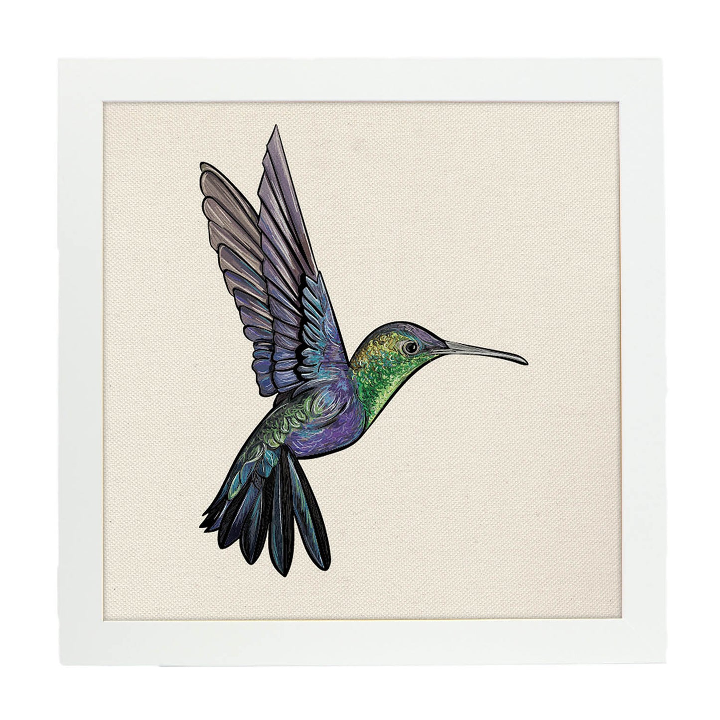 Poster cuadrado con dibujos de pájaros. Lámina Colibrí, ilustrada con dibujos de pajaros y periquitos.-Artwork-Nacnic-20x20 cm-Marco Blanco-Nacnic Estudio SL