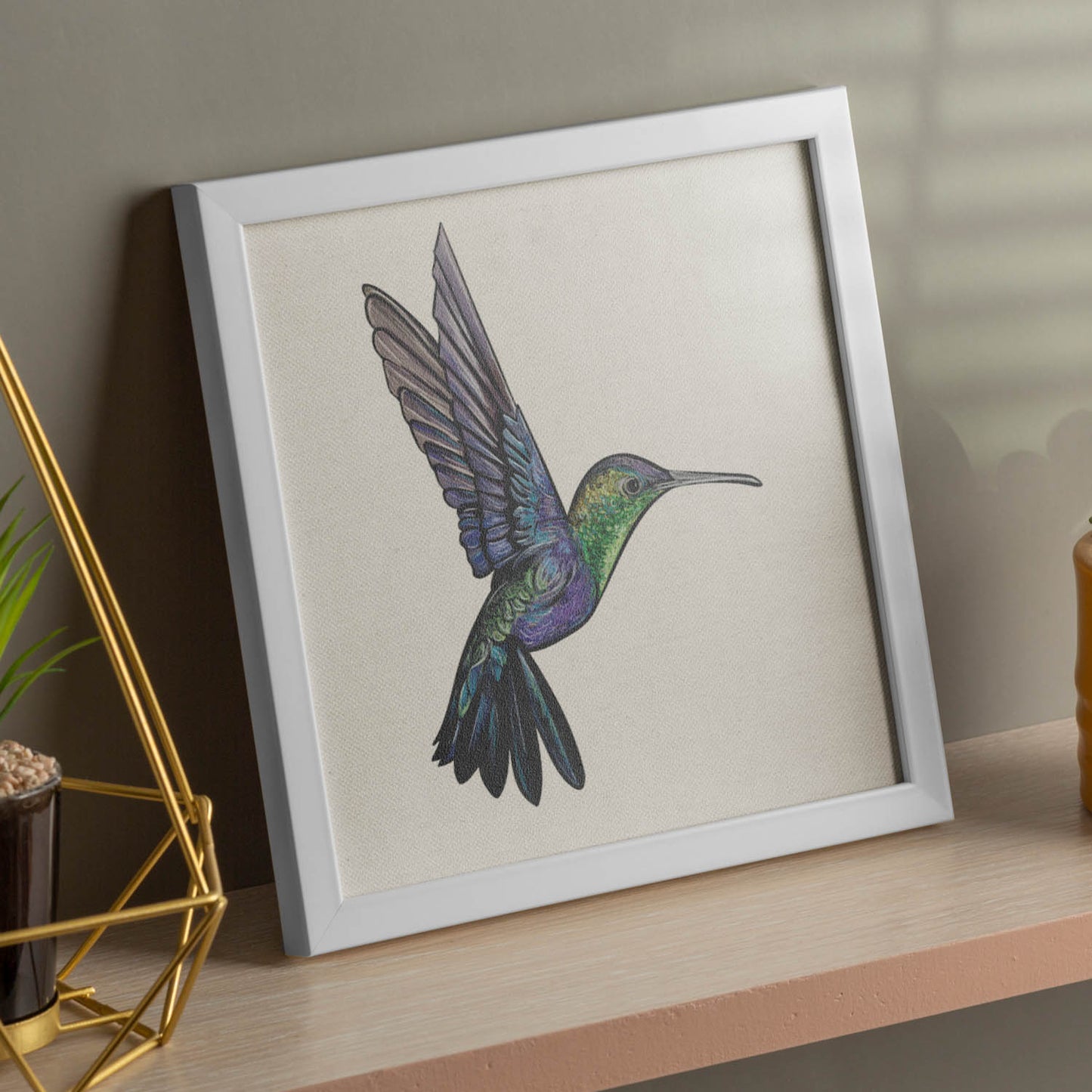 Poster cuadrado con dibujos de pájaros. Lámina Colibrí, ilustrada con dibujos de pajaros y periquitos.-Artwork-Nacnic-Nacnic Estudio SL