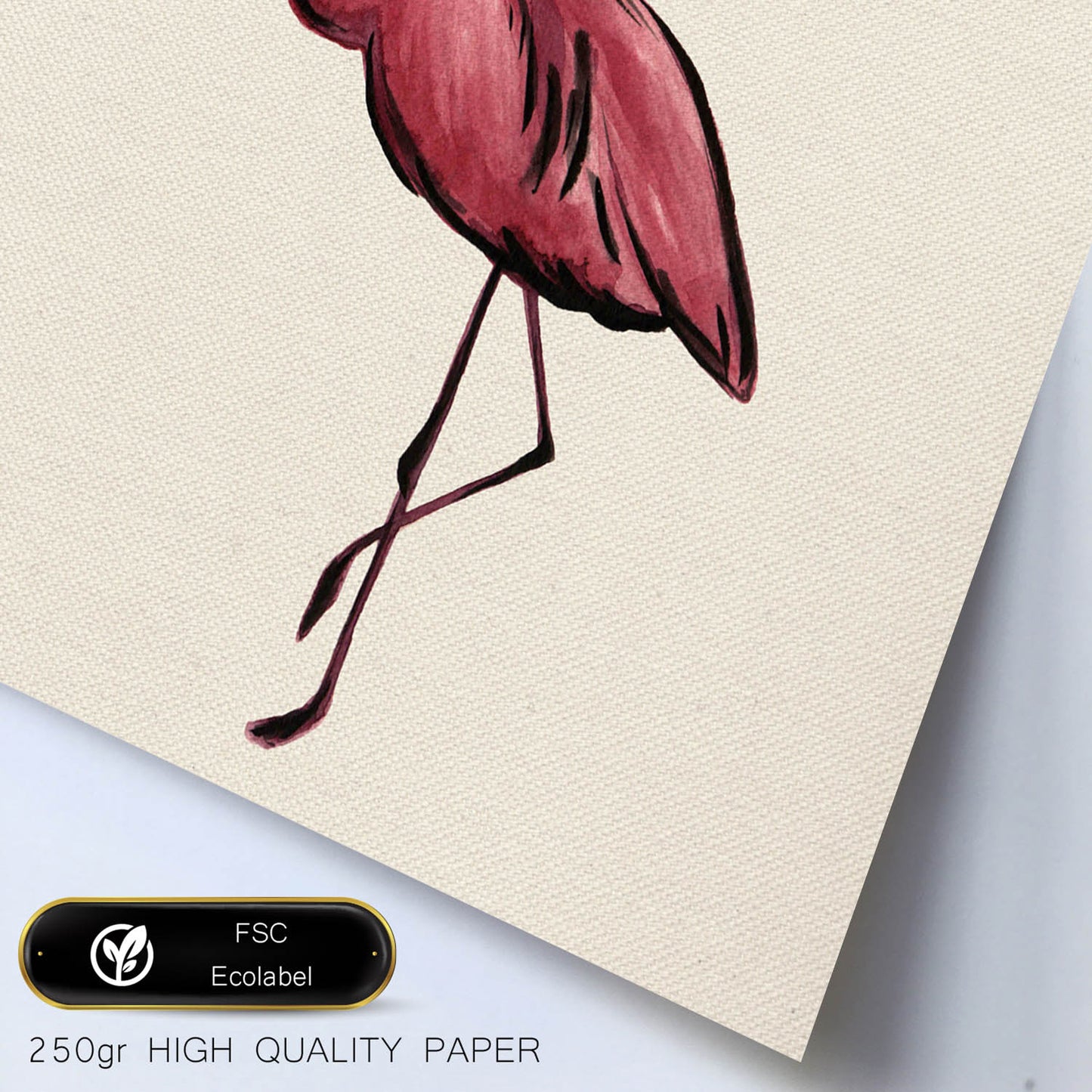 Poster cuadrado con dibujos de pájaros. Lámina Flamenco rosado, ilustrada con dibujos de pajaros y periquitos.-Artwork-Nacnic-Nacnic Estudio SL