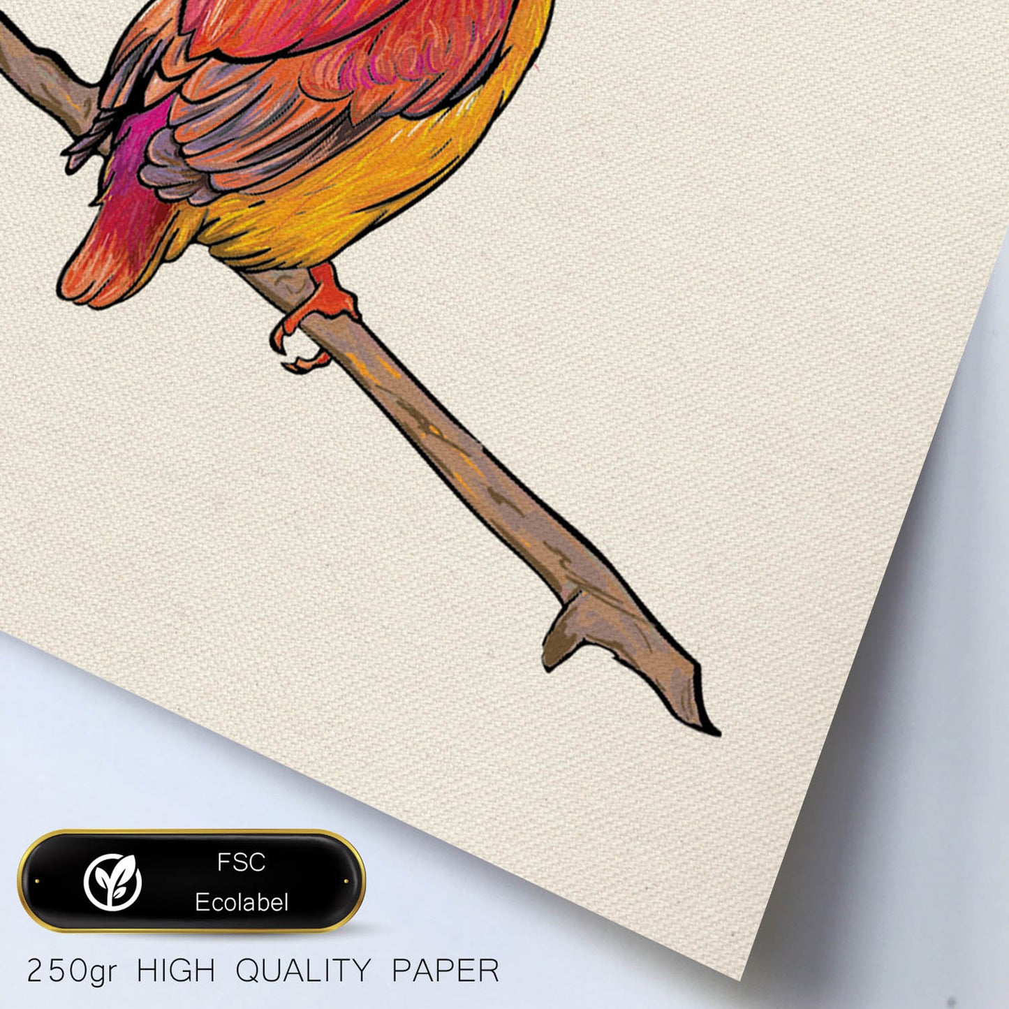 Poster cuadrado con dibujos de pájaros. Lámina Pajarito en rama, ilustrada con dibujos de pajaros y periquitos.-Artwork-Nacnic-Nacnic Estudio SL