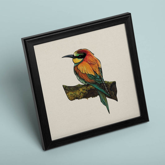 Poster cuadrado con dibujos de pájaros. Lámina Pajarito en reposo, ilustrada con dibujos de pajaros y periquitos.-Artwork-Nacnic-Nacnic Estudio SL